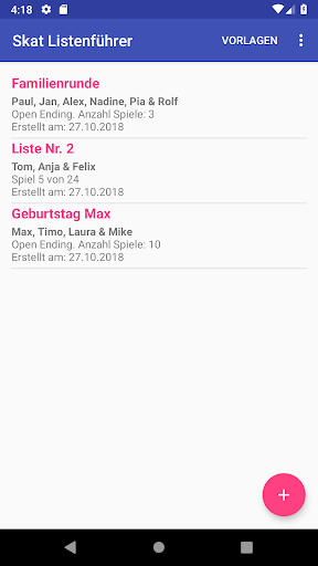 Android application Skat Listenführer screenshort