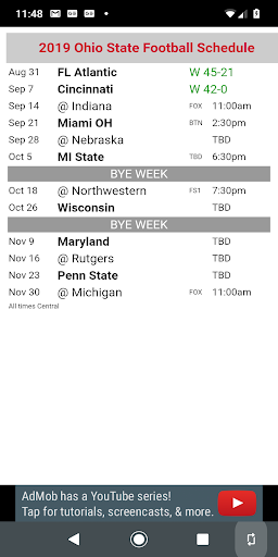 Ohio State Football Schedule
