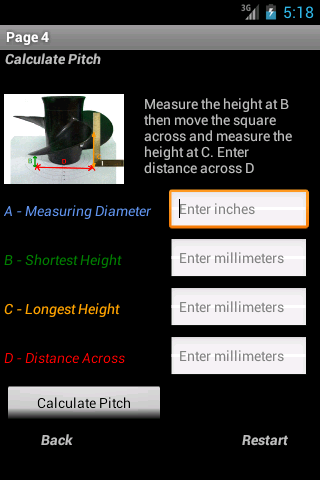 Android application Simple Pitch Calculator screenshort