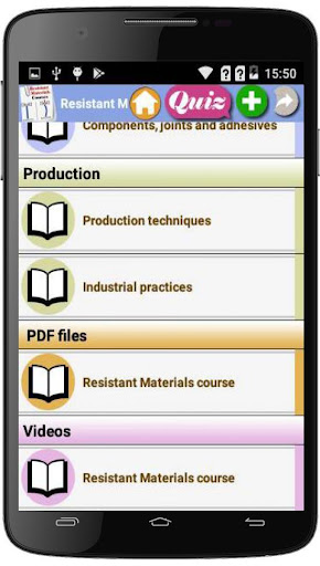 Resistant Materials course Screen 2