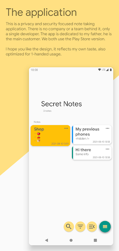 Android application Secret Notes screenshort