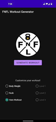 Android application FNFL Workout Generator screenshort