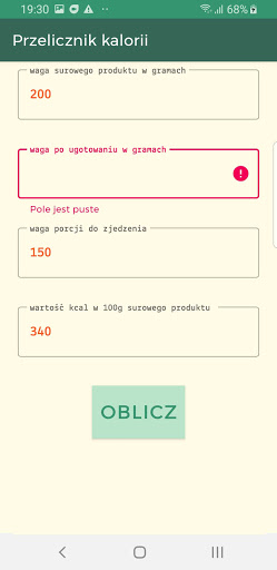 Calorie converter Screen 3