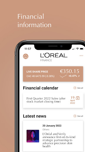 Screenshot of L'Oréal Finance, investors