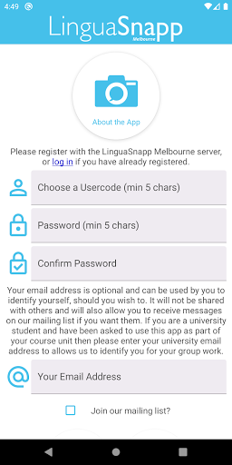 Android application LinguaSnapp Melbourne screenshort