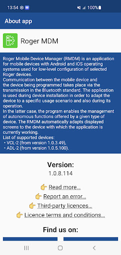 Roger Mobile Device Manager Screen 2