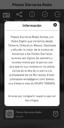 Pilotos Sierreros Radio Screen 2