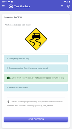 Vermont DMV Practice Test Screen 2