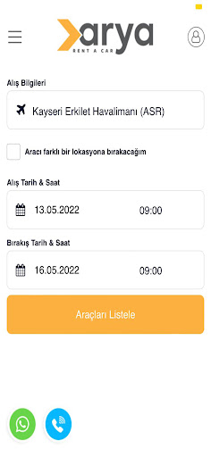 Android application Arya Rent A Car screenshort