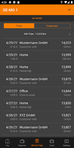 Driverslog Pro Screen 2