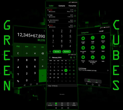 [EMUI5/8/9]GreenCubes Theme Screen 2