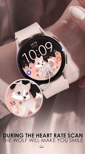 Android application Cute Wolf digital watch face screenshort