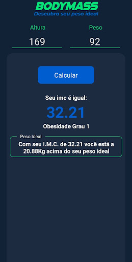 Android application BodyMass - Descubra seu I.M.C screenshort