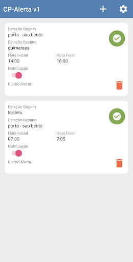 Android application Comboios de Portugal - Alertas screenshort