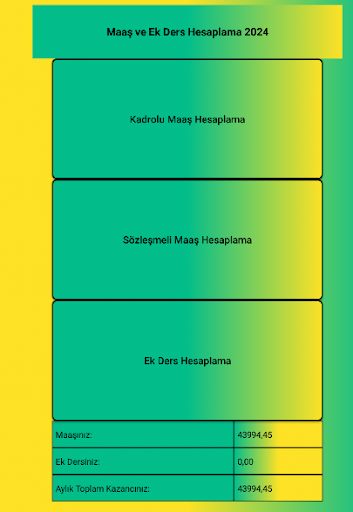 Android application Maaş ve Ek Ders Hesaplama 2024 screenshort