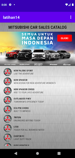 Android application Ahmad Latihan 14 screenshort