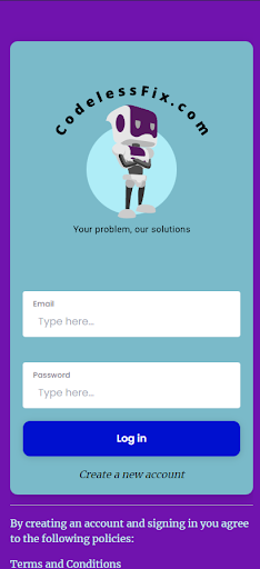 Android application CodelessFix Appgyver screenshort