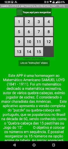 Sam Loyd e o jogo do 15 - Screenshot 2