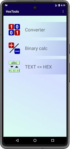 Calculator HEX/DEC/BIN/Text Screenshot