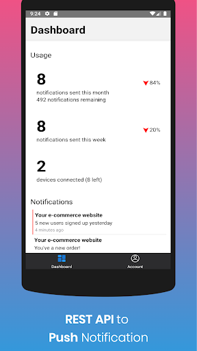 Android application Push: custom notifications screenshort