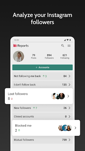 Android application Reports - Followers Analyzer screenshort