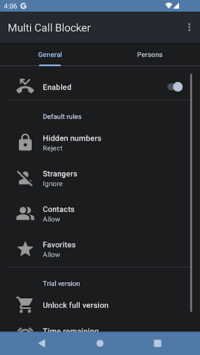 Android application Multi Call Blocker screenshort