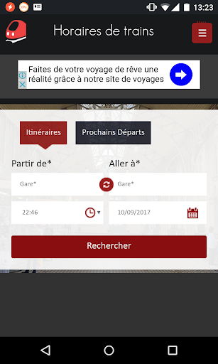 Android application Horaires de trains screenshort