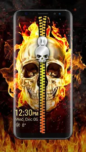 Skull Zipper Lock Screen, Pin