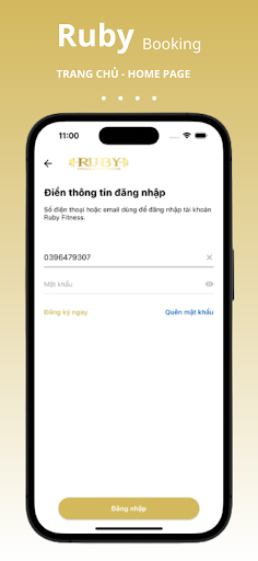 Android application Ruby Fitness Booking screenshort
