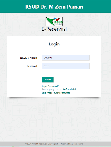 Android application Registrasi Online RSUD Dr. M. screenshort