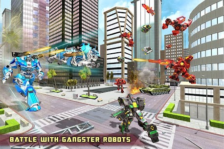 US Police Transform Robot Car White Tiger Game 13
