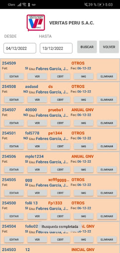 Android application Certificadora Veritas App screenshort