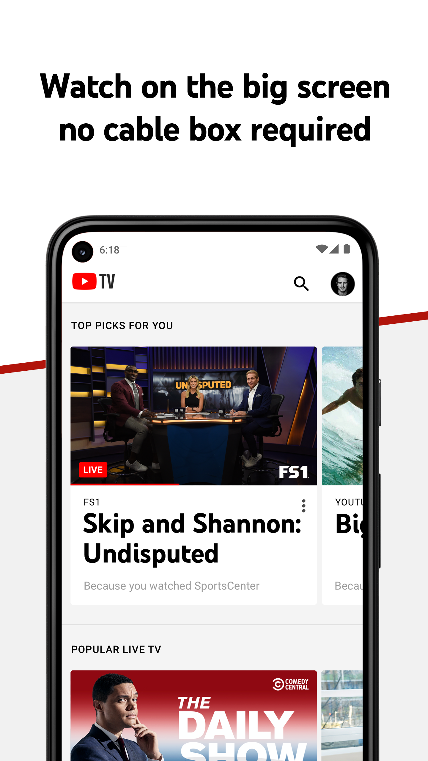 Android application YouTube TV: Live TV & more screenshort