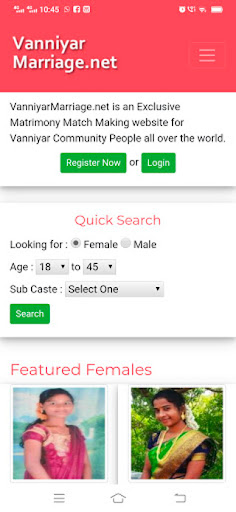 Android application Vanniyar Marriages App screenshort
