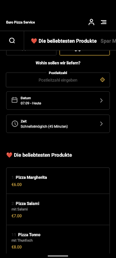 Euro Pizza Service Screen 3