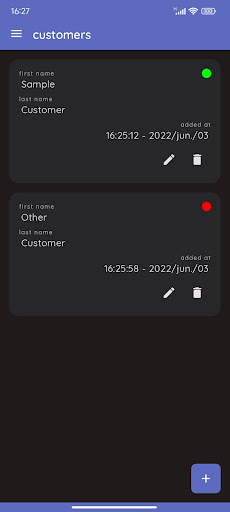 Android application Customer Base screenshort