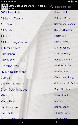 iGigBook Sheet Music Mngr Demo Screen 2