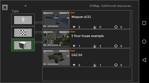 3DMap. Resource storage Screen 2