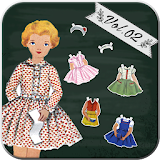 Classic paper doll dress up icon