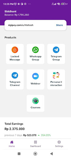 Rigi Creator Dashboard App Screen 3
