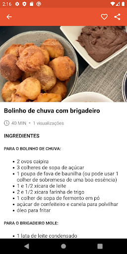 Receitas de Bolinhos de Chuva Screen 3