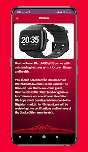 Oraimo OSW 16 Smartwatch Guide
