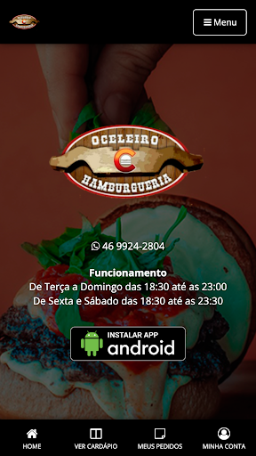 Android application O Celeiro Hamburgueria screenshort