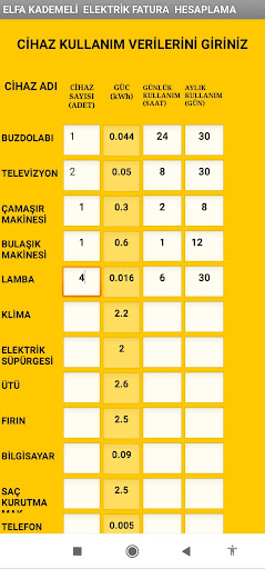 Android application Kedemeli Elektrik Fatura Hesap screenshort