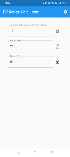 Android application EV Range Checker screenshort