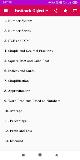Android application Fast Track Objective Math Book screenshort