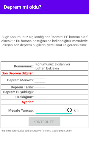 Android application Deprem mi oldu screenshort