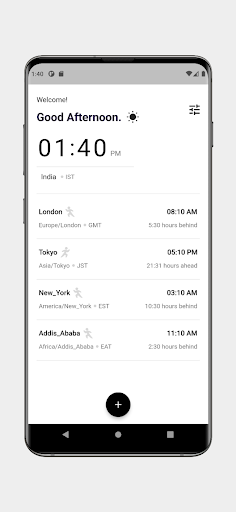Android application World Clock screenshort