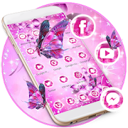 Pink Neon Butterfly Theme Wallpaper & Lock Screen  Icon