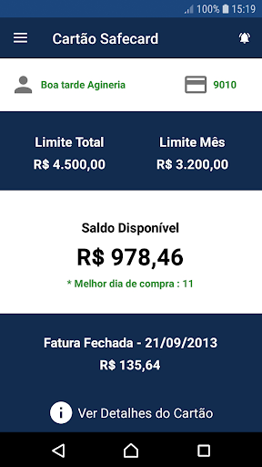 Cartão Safecard Screen 2